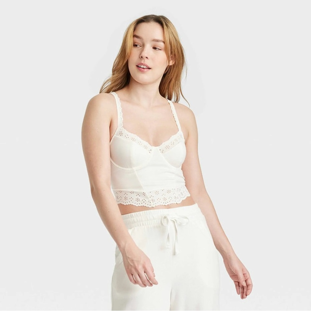 White Lace Trim eyelet corset